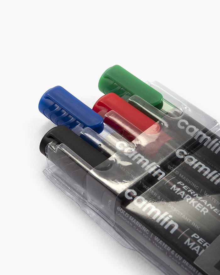 Camlin Permanent Markers Assorted Pouch Of 4 Shades