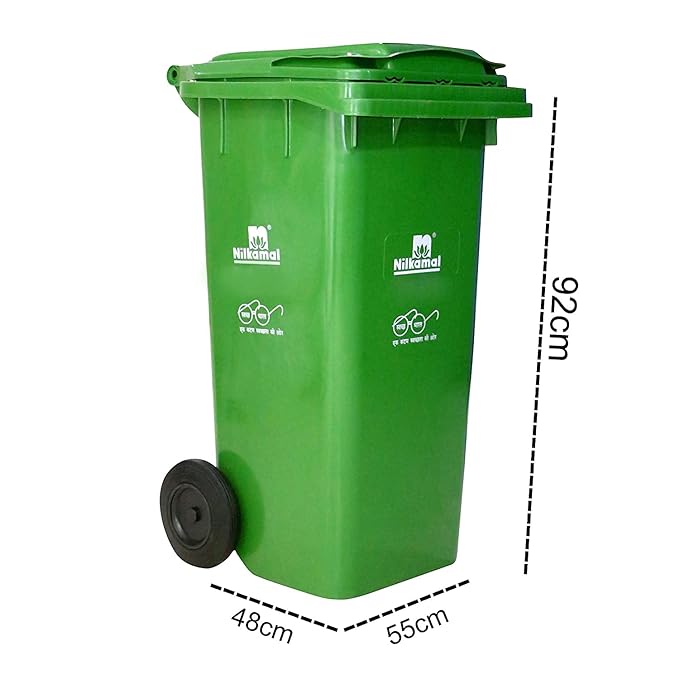 Nilkamal 120 Ltr Wheel Garbage Dustbin Blue/green